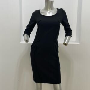 Cop. Copine Robe Colegio  Raw Edges Trim Black Sheath Dress Size FR 36
